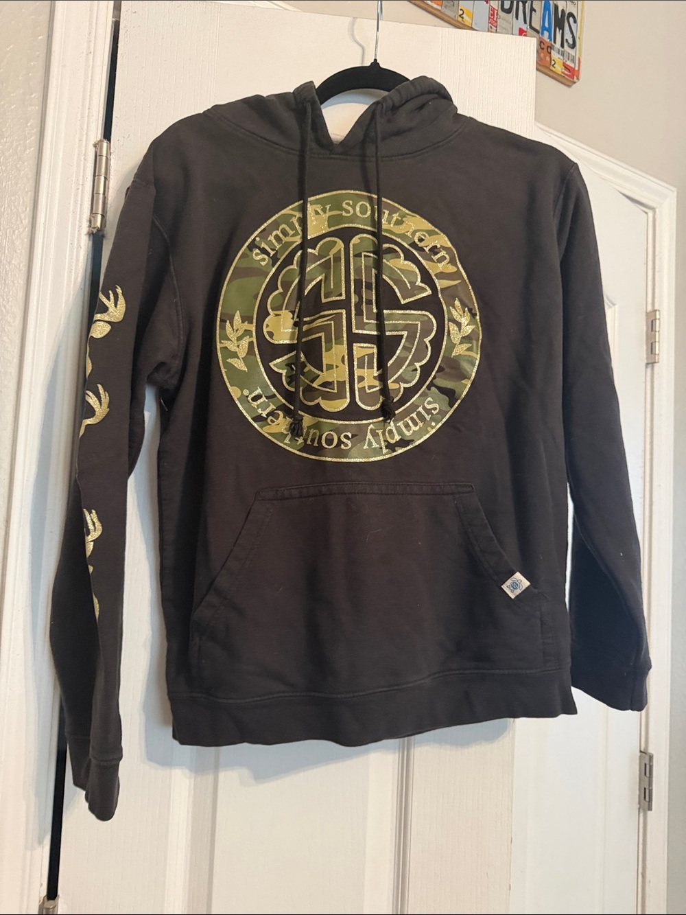 Men's Black Hoodie with Olive Graphic Print